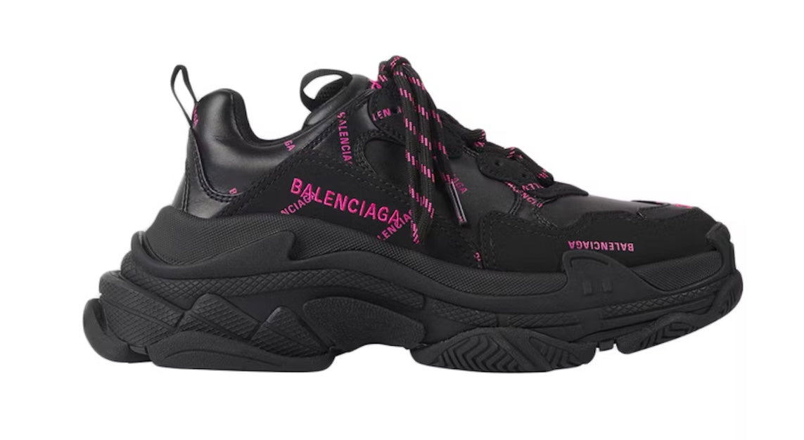 Balenciaga Triple S Allover Logo Nero Rosa