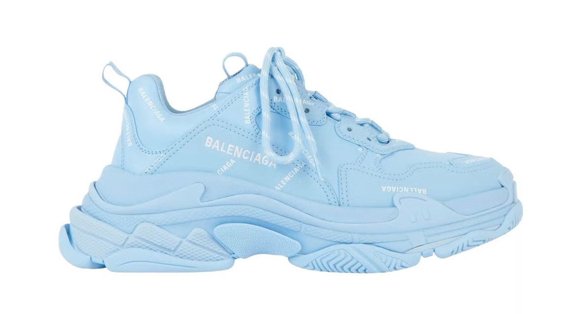 Balenciaga All Over Logo Triple S Blu Grigio Nero